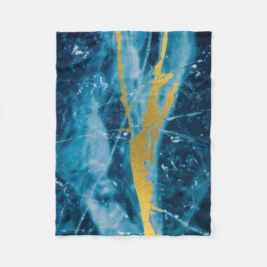 Couverture Polaire Géode Agate Gemstone Blue et Gold (Devant)
