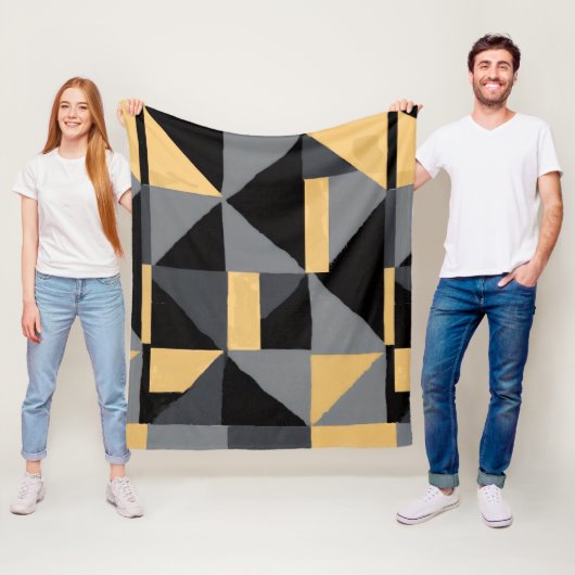 Couverture Polaire Géométrie Noir, gris et or Fleece Deken (In situ)