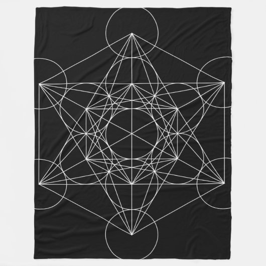 Couverture Polaire Géométrie sacrée : Cube de Métatron noir et blanc (Devant)
