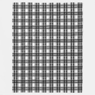 Couverture Polaire Géométrie Tartan motif noir et blanc à damiers