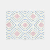 Couverture Polaire géométrique Abstraite, bleue, rose et blanc cassé (Devant (Horizontal))