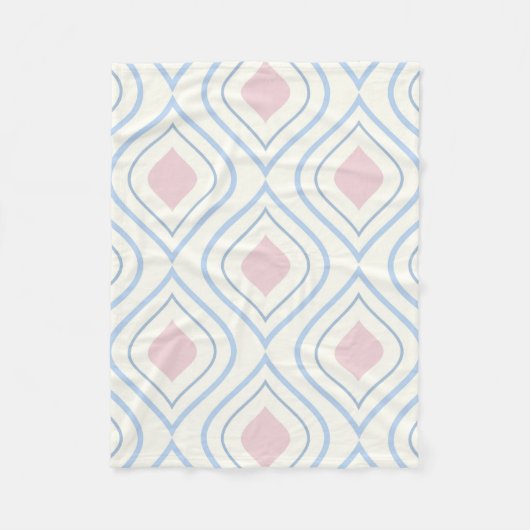 Couverture Polaire géométrique Abstraite, bleue, rose et blanc cassé (Devant)