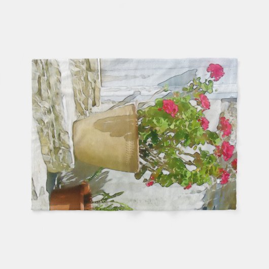 Couverture Polaire Géranium de couleur rouge (Devant (Horizontal))