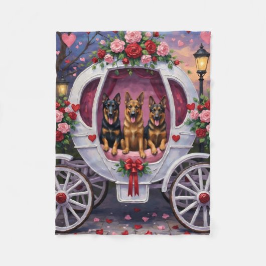 Couverture Polaire German Shepherd Dog Valentine's Day (Devant)