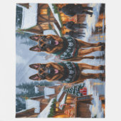 Couverture Polaire German Shepherd Dogs Christmas Snow Holiday (Devant)