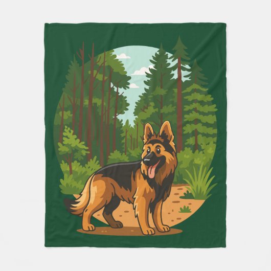 Couverture Polaire German Shepherd Forest Adventure Dog  (Devant)