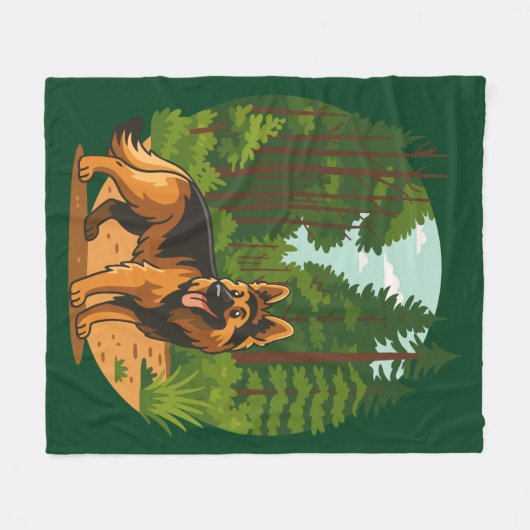 Couverture Polaire German Shepherd Forest Adventure Dog  (Devant (Horizontal))