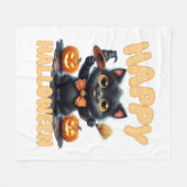 Couverture Polaire Ghost Cat Tee, Chemise Halloween, Éffrayante migno (Devant (Horizontal))