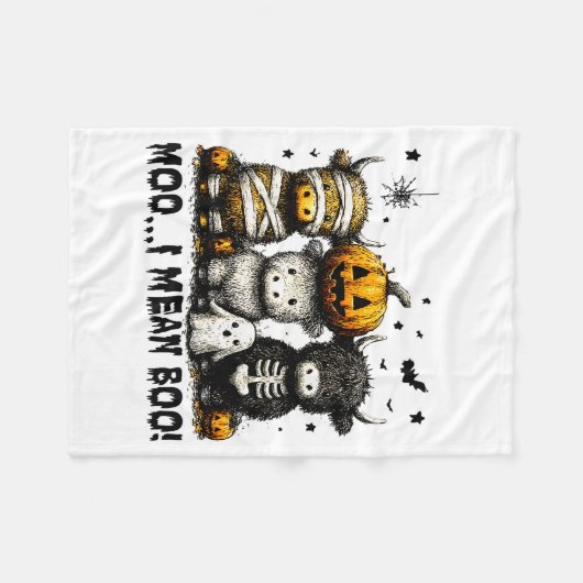 Couverture Polaire Ghost Cow Moo I Mean Boo Halloween Outfit Funny Co (Devant (Horizontal))