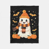 Couverture Polaire Ghost Drinking Coffee Halloween Cute Ghost Ice Cof (Devant)