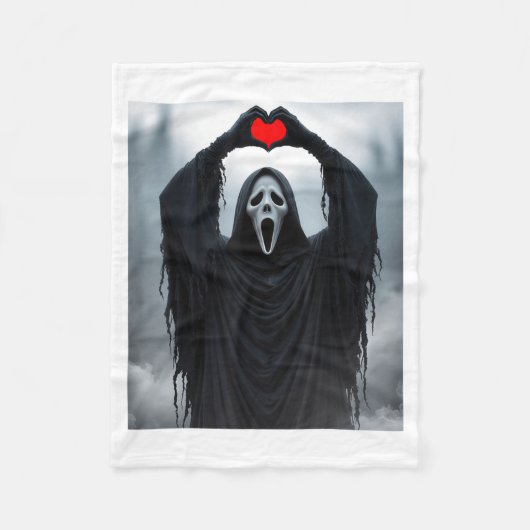 Couverture Polaire Ghost Red Heart Hands Y Face Halloween Valentines  (Devant)