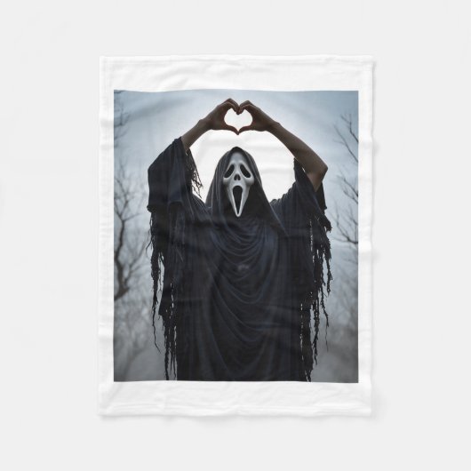 Couverture Polaire Ghost Red Heart Hands Y Face Halloween Valentines  (Devant)