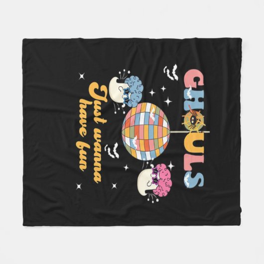 Couverture Polaire Ghouls veut juste s'amuser Retro Halloween Super (Devant (Horizontal))