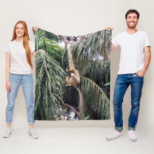 Couverture Polaire Gibbon Monkey Just Chillin, Med Fleece Blanche