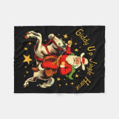 Couverture Polaire Giddy Up Jingle Horse Funny Retro Santa Cowboy Chr (Devant (Horizontal))