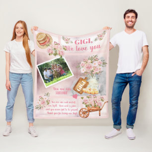 Couverture Polaire Gigi We Love You Photo Rose Floral   Texte du scri