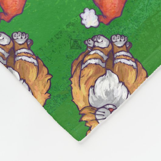 Couverture Polaire Ginger Chat Noël Sur Vert (Coin)