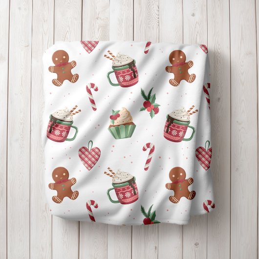 Couverture Polaire Gingerbread and Hot Cocoa Christmas Fleece Blanket