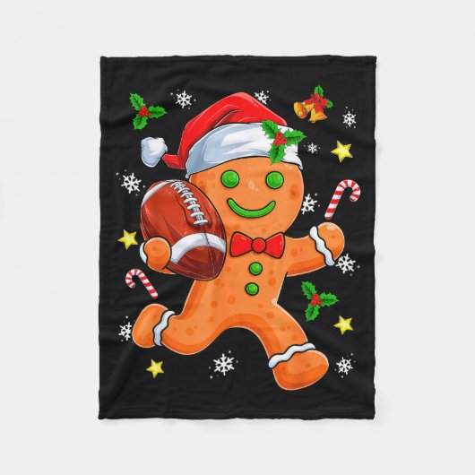 Couverture Polaire Gingerbread Cookie Playing Football Merry Christma (Devant)