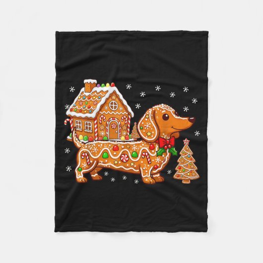 Couverture Polaire Gingerbread Dachshund Christmas Tree House Cookie (Devant)