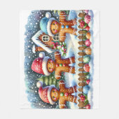 Couverture Polaire Gingerbread Family Snowy Christmas Scene (Devant)