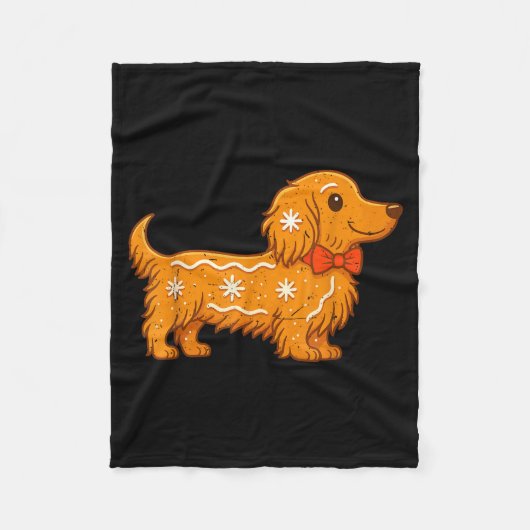 Couverture Polaire Gingerbread Long Hair Dachshund Christmas Pajama T (Devant)