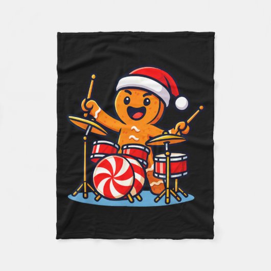 Couverture Polaire Gingerbread Man Playing Drums  (Devant)