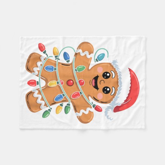 Couverture Polaire Gingerbread Man Tangled Christmas Lights  (Devant (Horizontal))