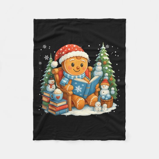 Couverture Polaire Gingerbread Reading Book Lovers Christmas Bookworm (Devant)