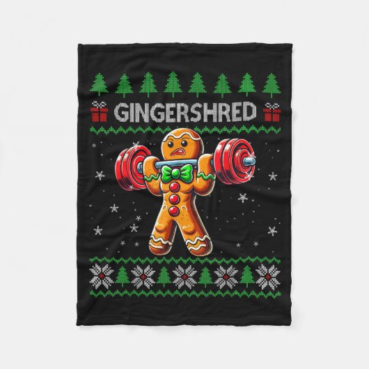 Couverture Polaire Gingershred Gym Christmas Ugly Sweater Gingerbread (Devant)