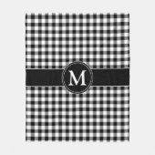 Couverture Polaire Gingham noir et blanc à monogramme (Devant)