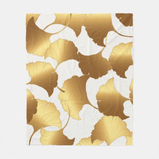 Couverture Polaire Ginkgo Gold : Design Vintage de luxe. (Devant)