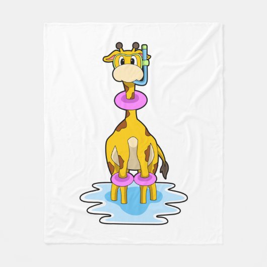 Couverture Polaire Girafe à la natation avec anneau de natation (Devant)