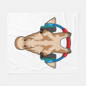 Couverture Polaire Girafe at Music with Headphone (Devant (Horizontal))