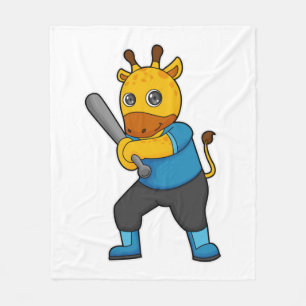 Couverture Polaire Girafe au baseball avec batte de baseball