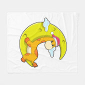 Couverture Polaire Girafe au coucher de la lune (Devant (Horizontal))