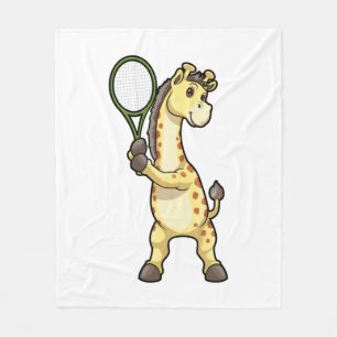 Couverture Polaire Girafe au tennis avec raquette de tennis