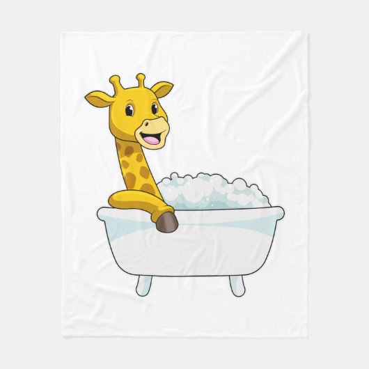 Couverture Polaire Girafe avec baignoire avec mousse (Devant)