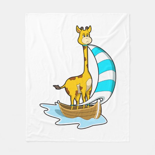 Couverture Polaire Girafe avec bateau à voile (Devant)