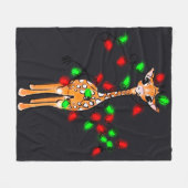 Couverture Polaire girafe de fête, lumières rouge vertes (Devant (Horizontal))