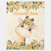 Couverture Polaire Girafe de Whimsical avec Fleurs de Soleil + Nom pe (Devant)