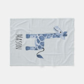 Couverture Polaire Girafe et nom du petit garçon Blue Safari (Devant (Horizontal))