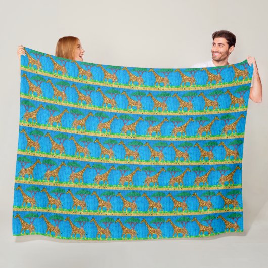 Couverture Polaire Girafe - Plaid de laine (En situation)