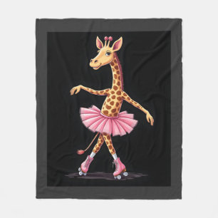 Couverture Polaire Girafe sur des patins à roulettes en débardeur tut