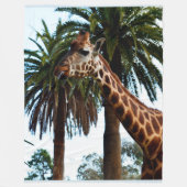 Couverture Polaire Giraffe Amusante Frappant Une Framboise, Grande (Devant)