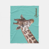 Couverture Polaire Giraffe Animal sur nom personnalisé Turquoise (Devant)