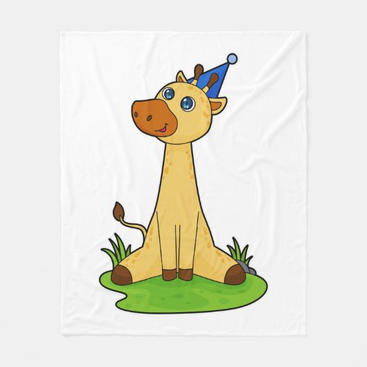 Couverture Polaire Giraffe avec casquette de fête (Devant)