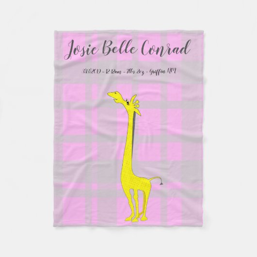 Couverture Polaire Giraffe Bébé statistiques de naissance (Devant)