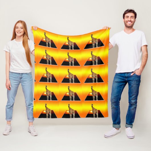 Couverture Polaire Giraffe Coucher de soleil doré, Moyen (En situation)