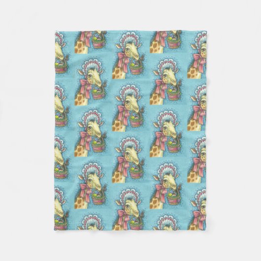 COUVERTURE POLAIRE GIRAFFE DE BONNET DE PÂQUES, PRINTEMPS, FLEECE BLA (Devant)